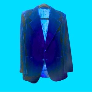 Vintage Yves Saint Laurent, Navy Blue Velvet Blazer. Made in France.